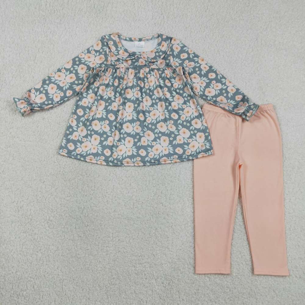 GLP2776 Flowers leaves Print long  sleeve girl outfits
