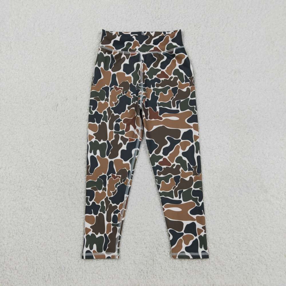 P0690 girl long Brown Camo yoga pants