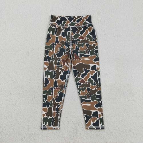 P0690 girl long Brown Camo yoga pants