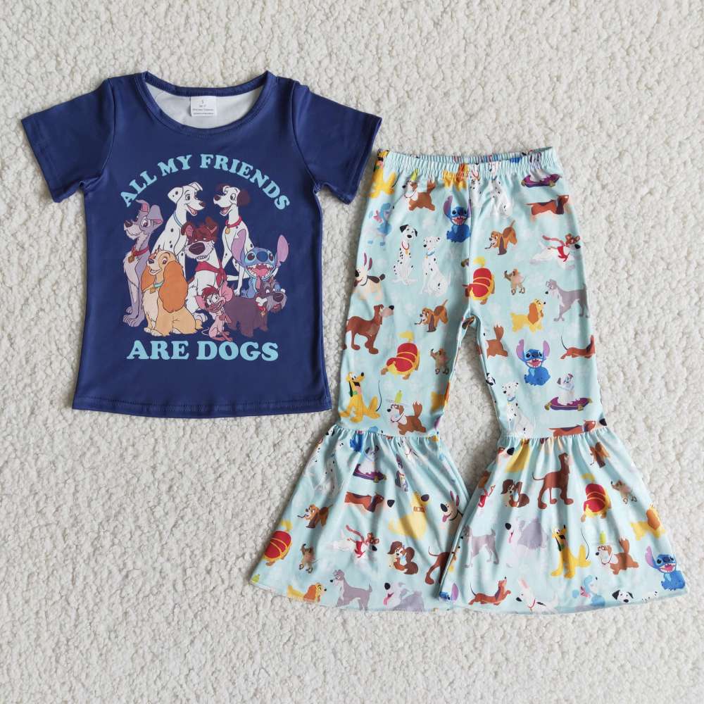 E7-18  All my friends cartoon print short sleeve summer outfits