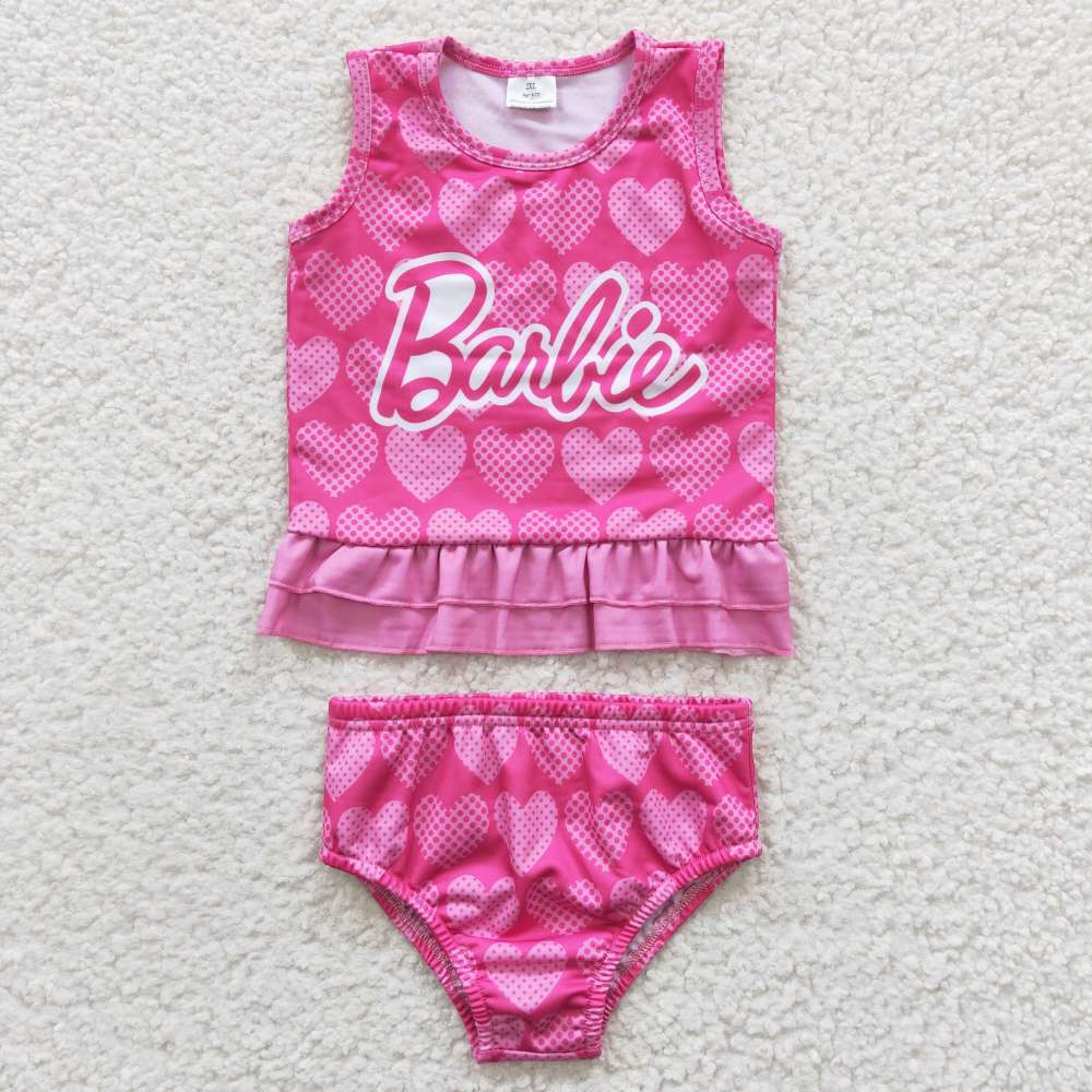 GBO0077 pink heart  print short sleeve summer bummies