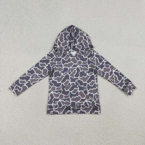 RTS BT1572  Grey brown camo hoodie long sleeve boy pullover