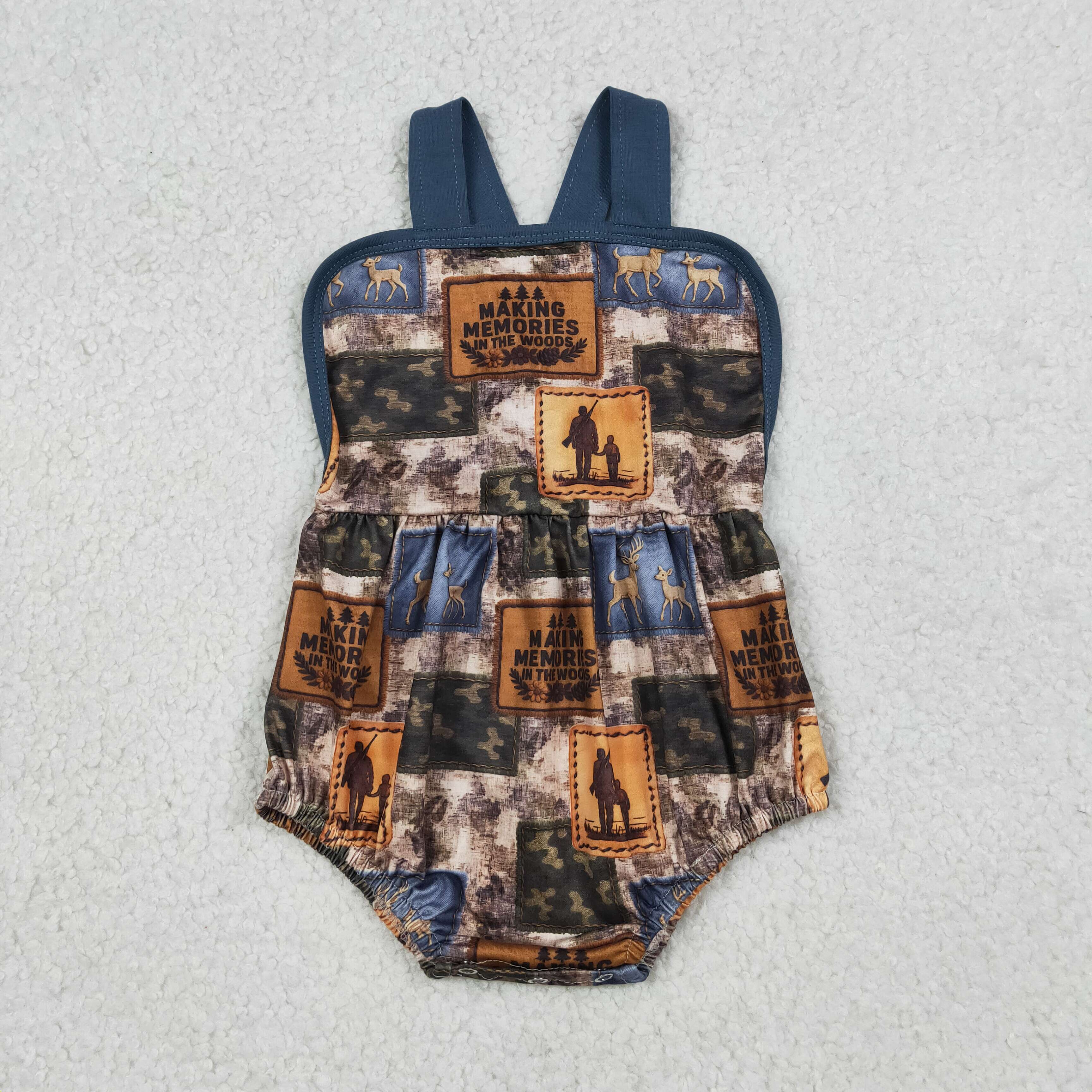 SR3925 Hunting deer pattern boy sleeveless  Romper