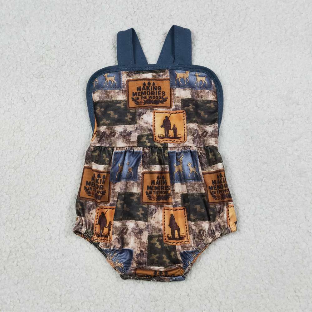 SR3925 Hunting deer pattern boy sleeveless  Romper