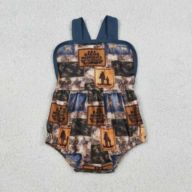 SR3925 Hunting deer pattern boy sleeveless  Romper