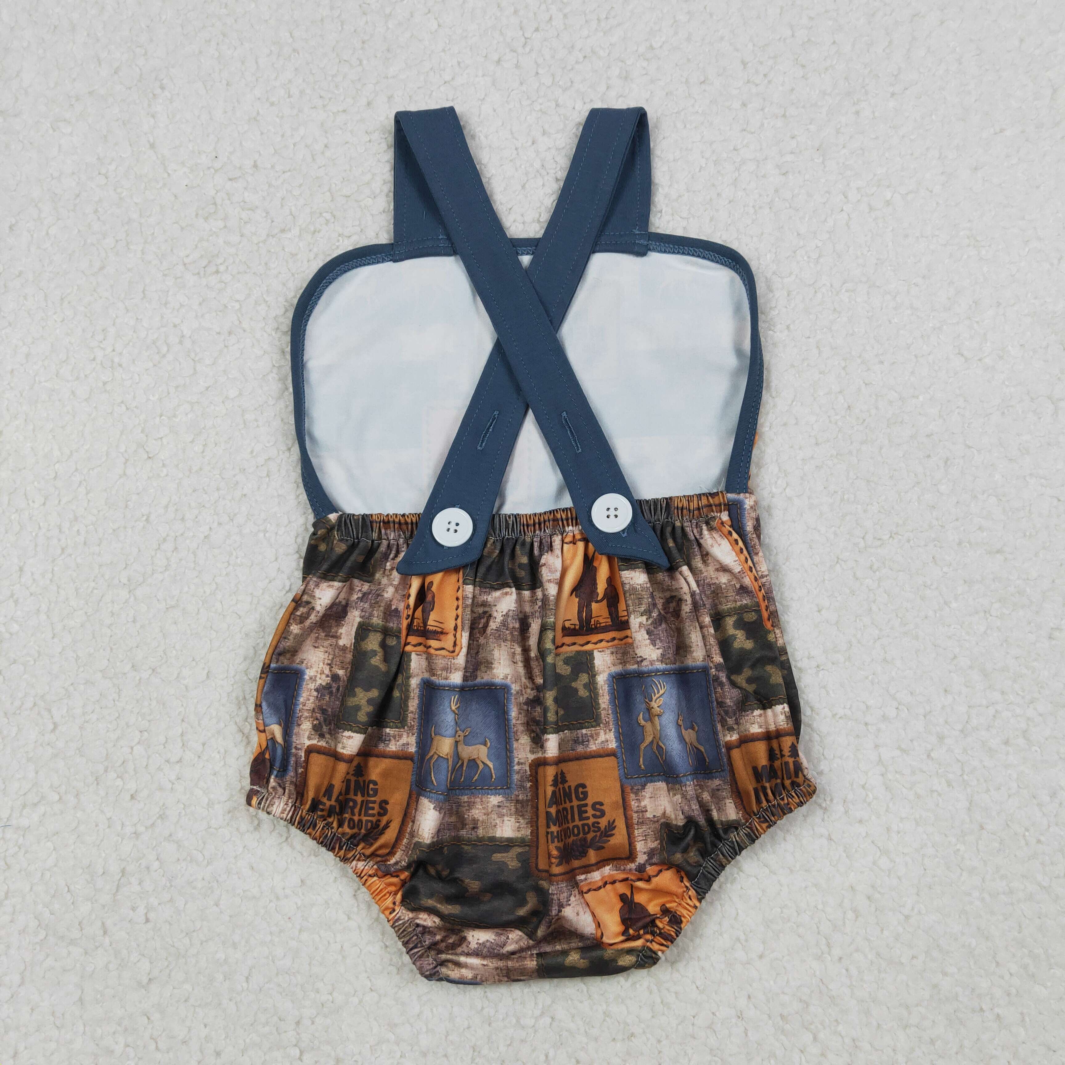 SR3925 Hunting deer pattern boy sleeveless  Romper