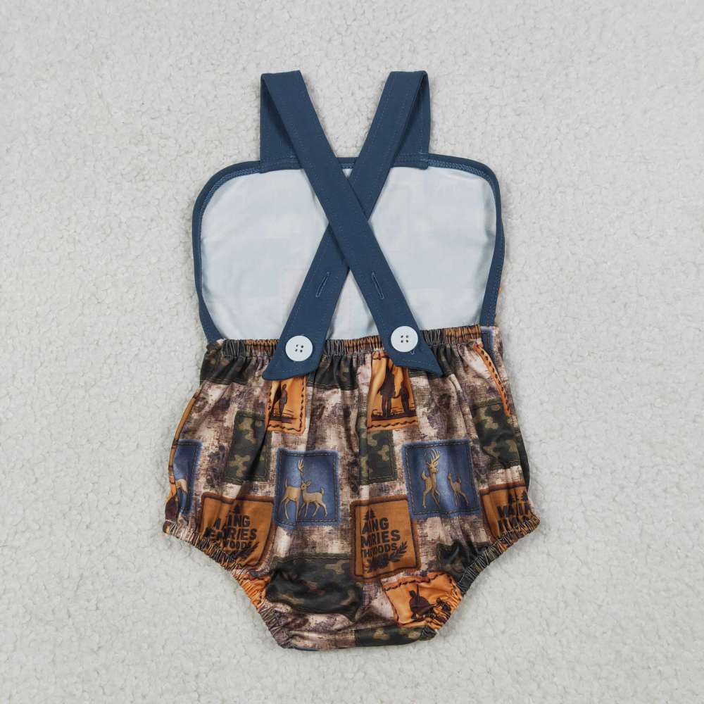 SR3925 Hunting deer pattern boy sleeveless  Romper