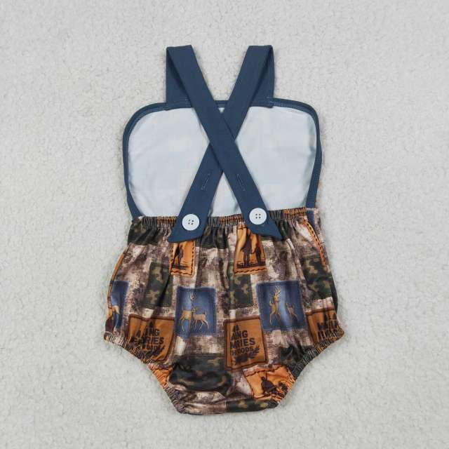 SR3925 Hunting deer pattern boy sleeveless  Romper