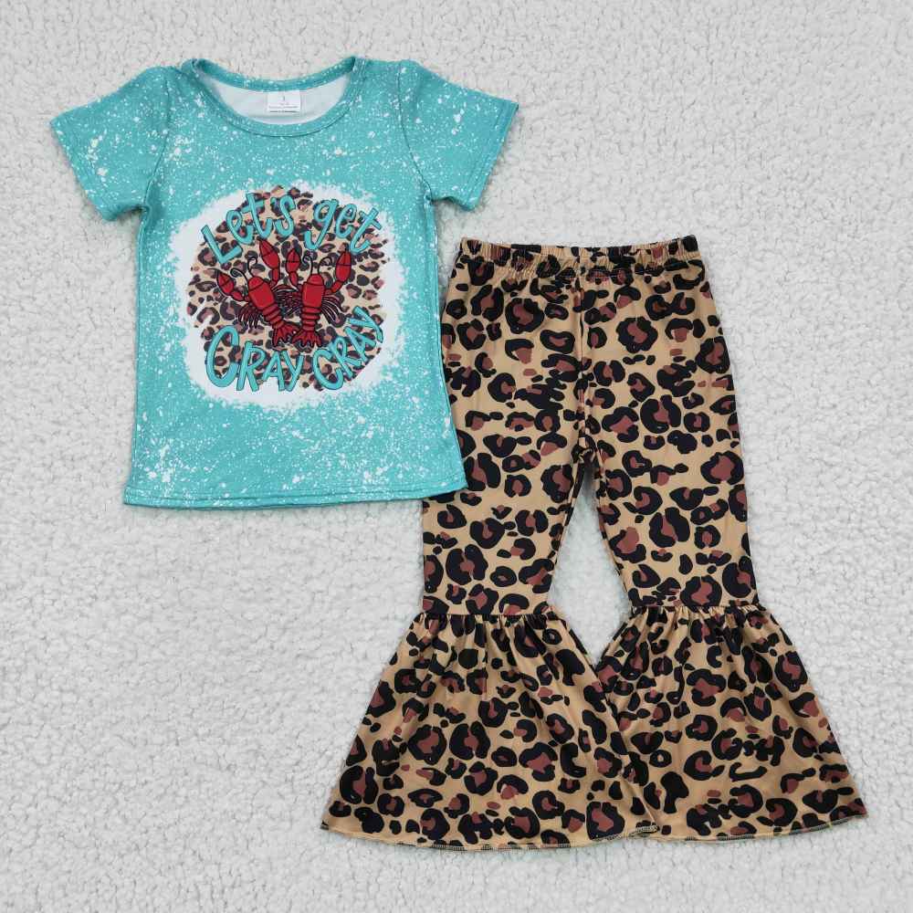 GSPO0333   blue let's get cray cray  print short sleeve summer outfits