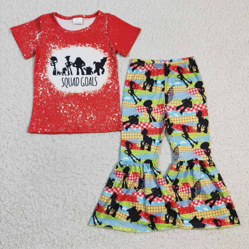 GSPO0337   red squad goals pattern  print short sleeve summer outfits