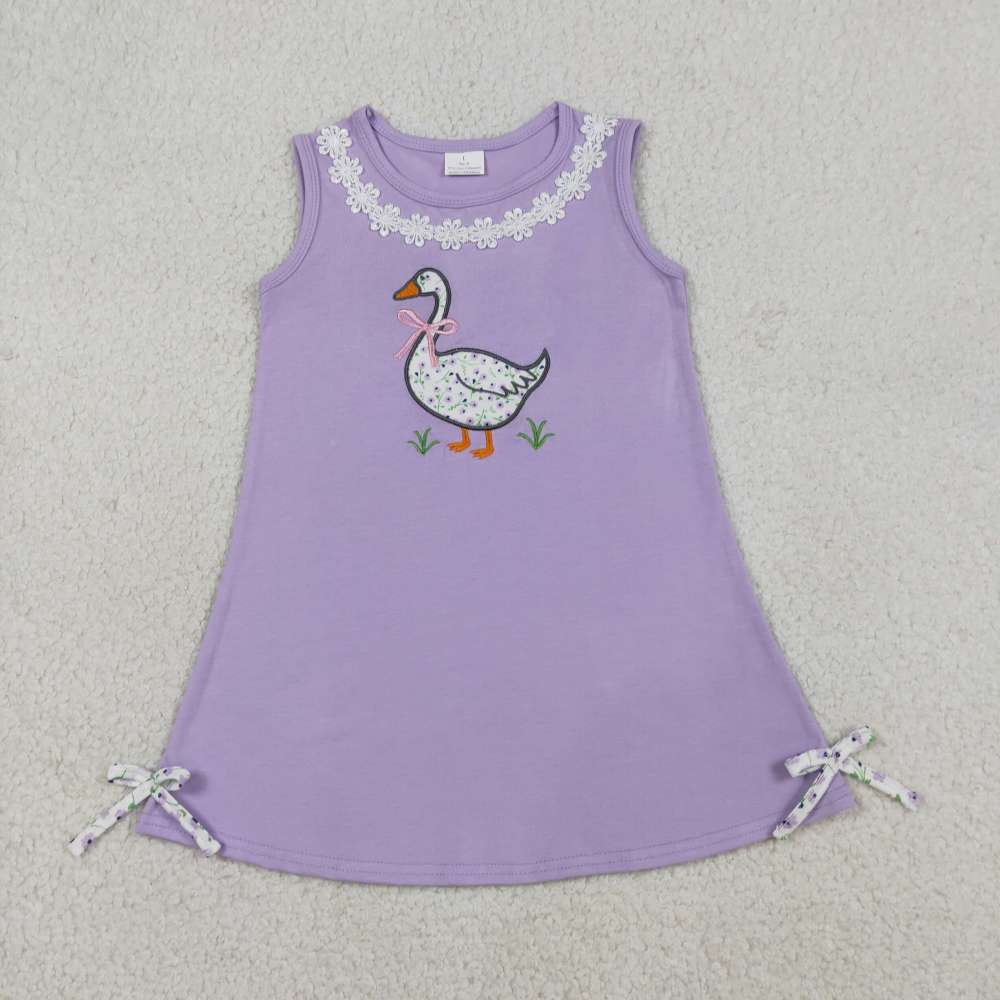 GSD2942 RTS purple Floral duck print dress