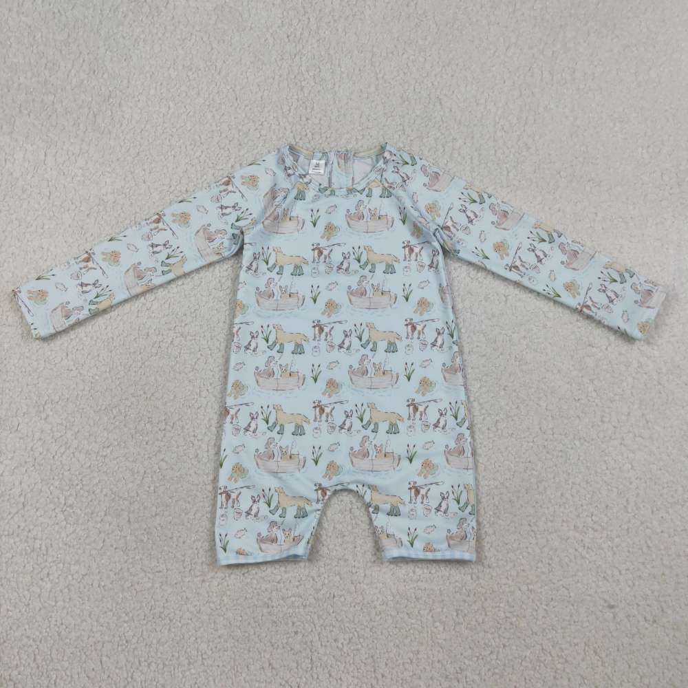 S0701 Brown cow boots  boy short sleeve Romper