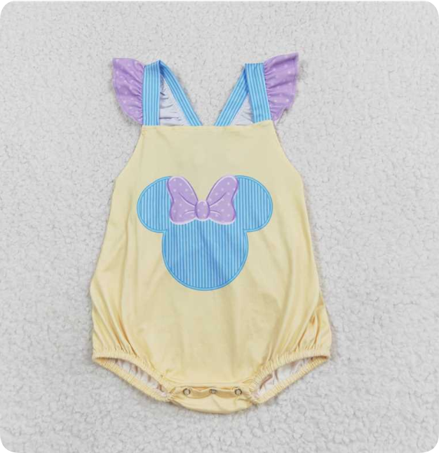 SR1560 Yellow Vest Jumpsuit with Bow romper