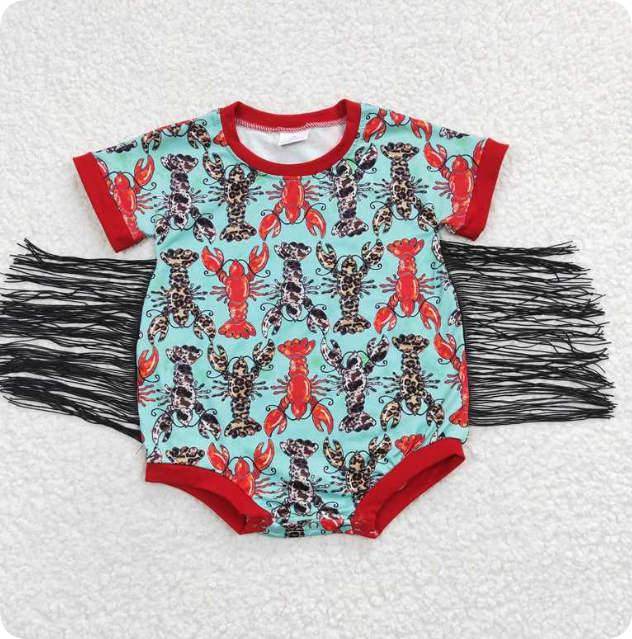 SR0136 crayfish tassel short-sleeved Romper