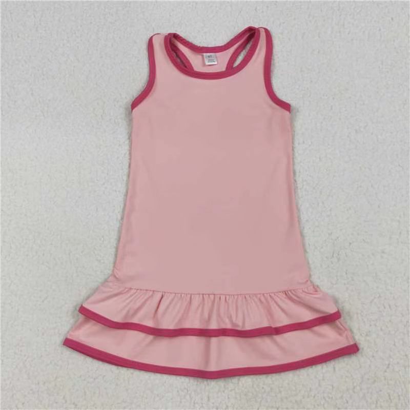 GSD2630 RTS PINK solid  print yoga dress