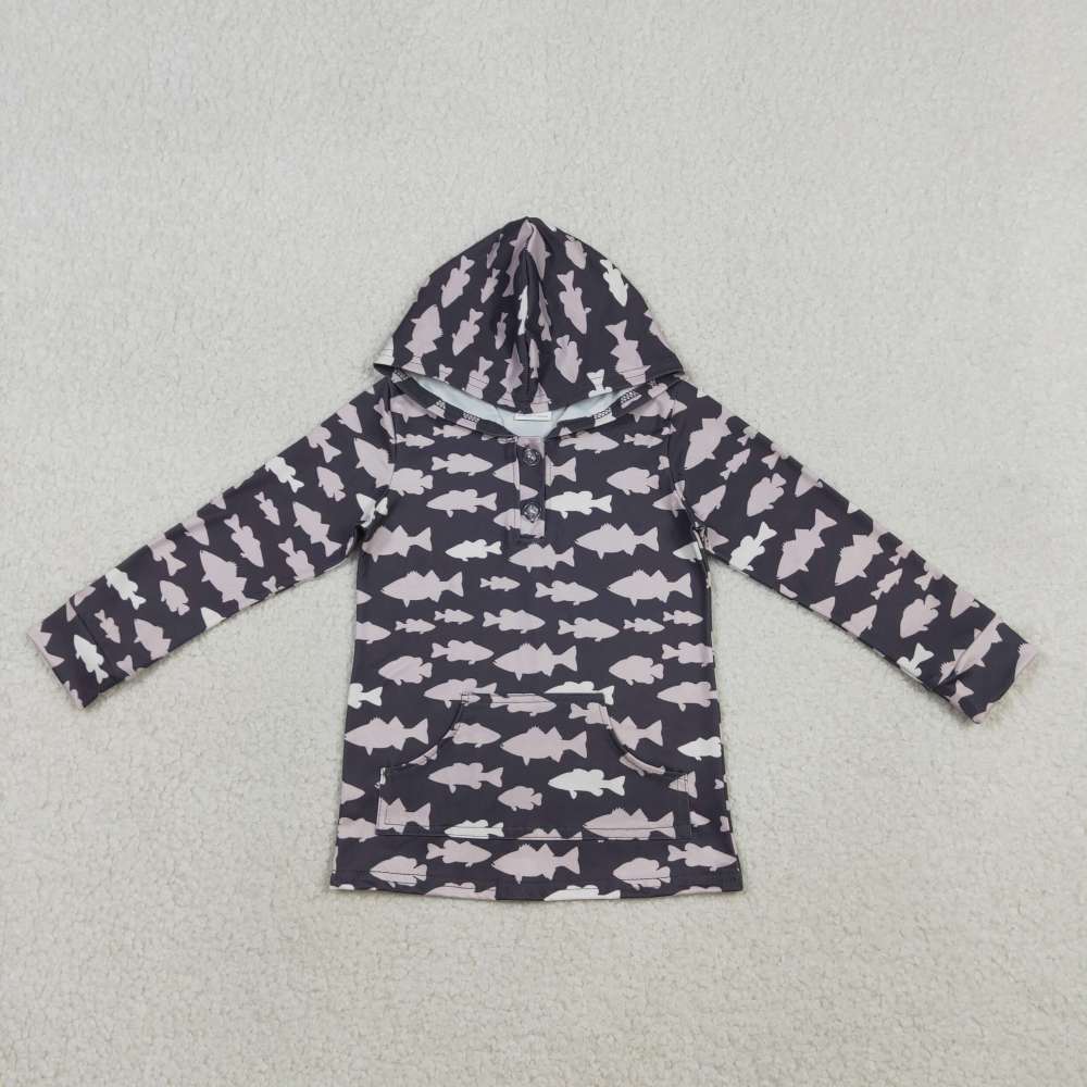 RTS BT1545  FISH Pattern hoodie long sleeve boy pullover