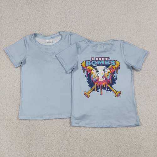 BT1251  RTS Blue Bombs baseball short sleeve boy t-shirt