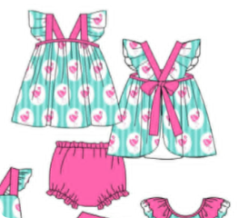 Custom  (moq 5)Baby  girls bummies set