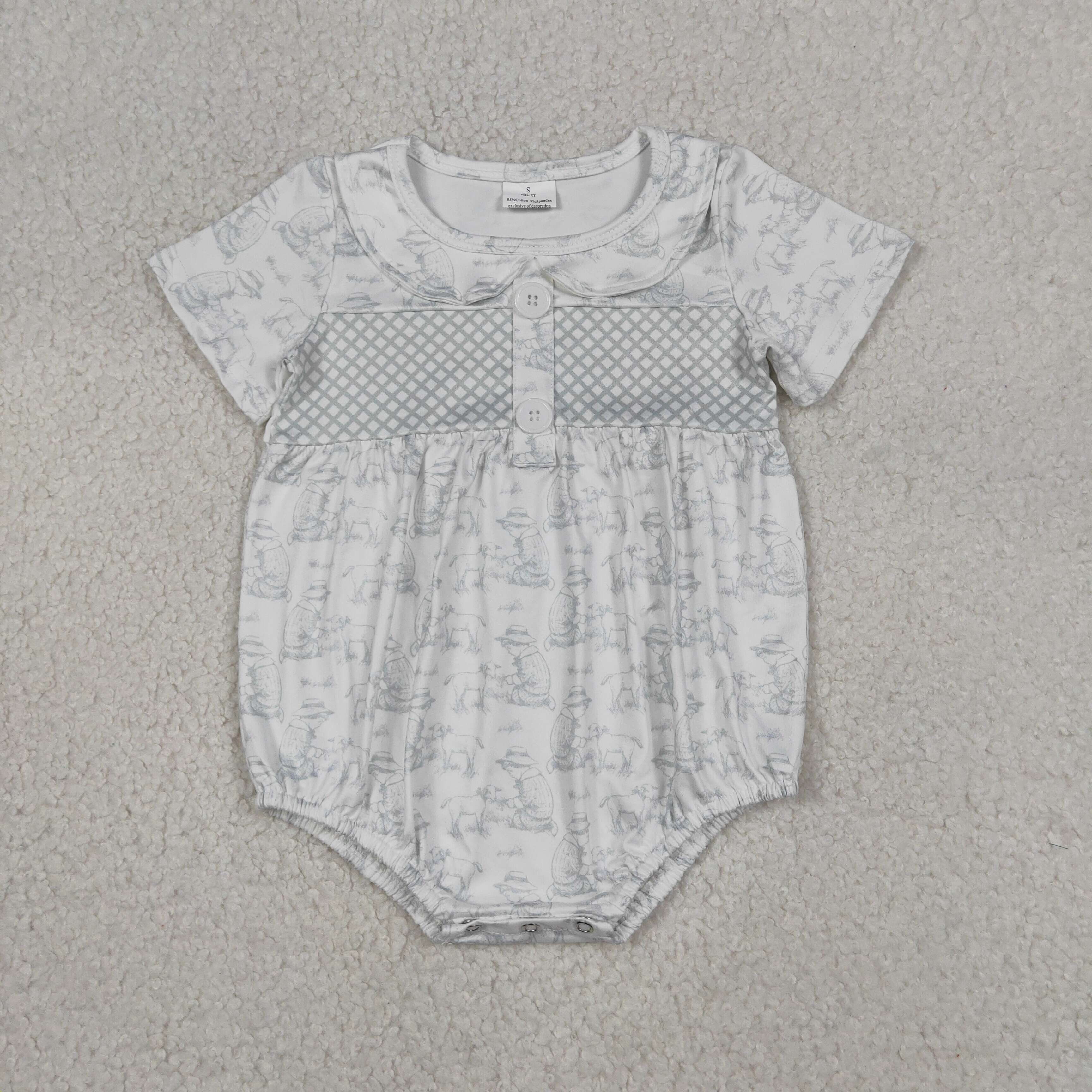 SR3569  Baby Girls Kids lamp print girl short sleeve Rompers