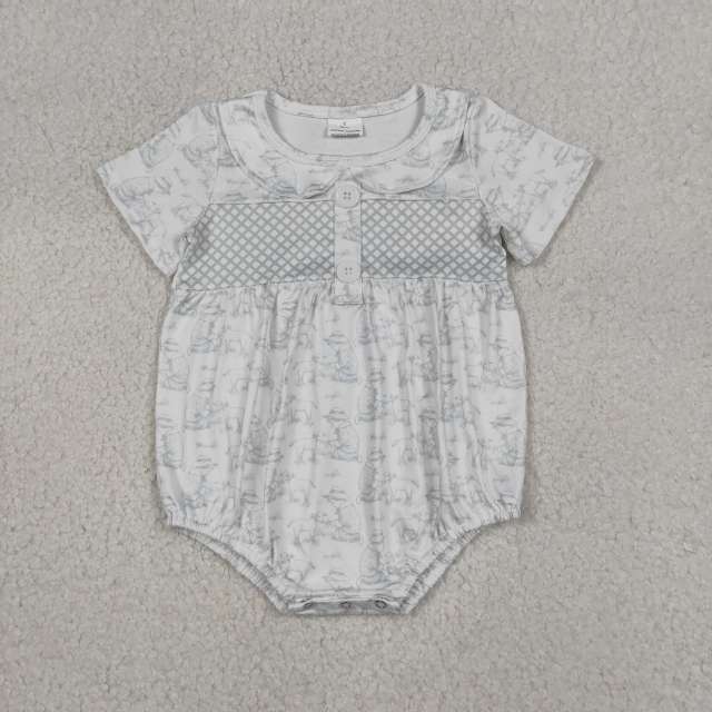 SR3569  Baby Girls Kids lamp print girl short sleeve Rompers