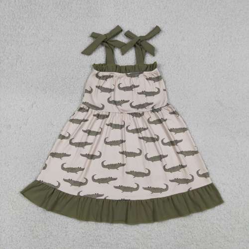 GSD1212  RTS Dark green crocodile print sleeveless dress