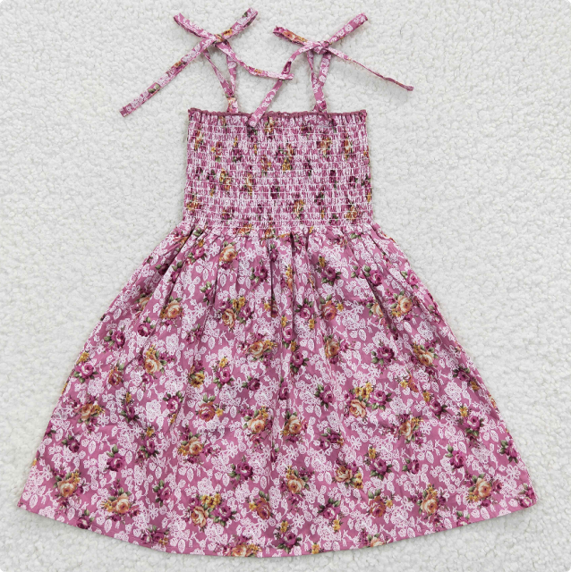 GSD0377 Pink floral elastic dress