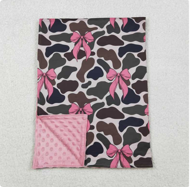BL0189 Camouflage bow pattern baby blanket