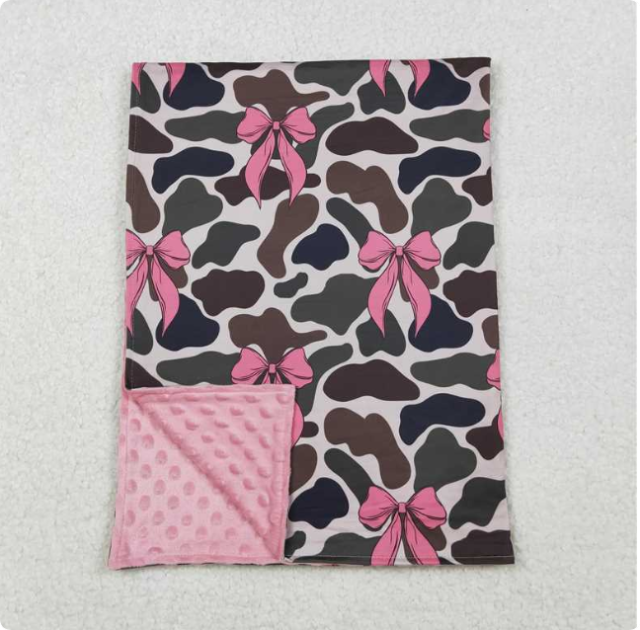 BL0189 Camouflage bow pattern baby blanket