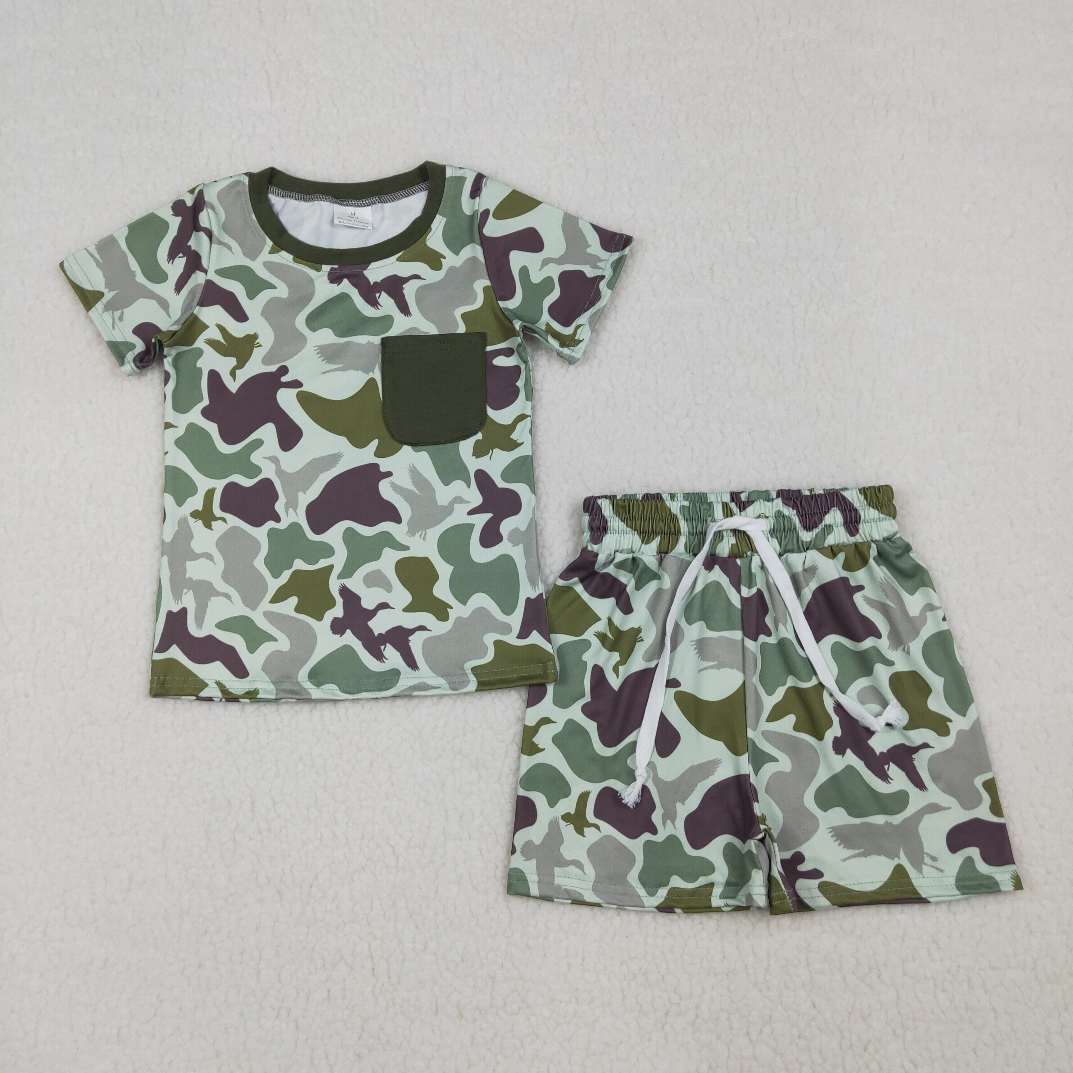 BSSO1793 RTS CAMO green Duck print  short sleeve boy outfits
