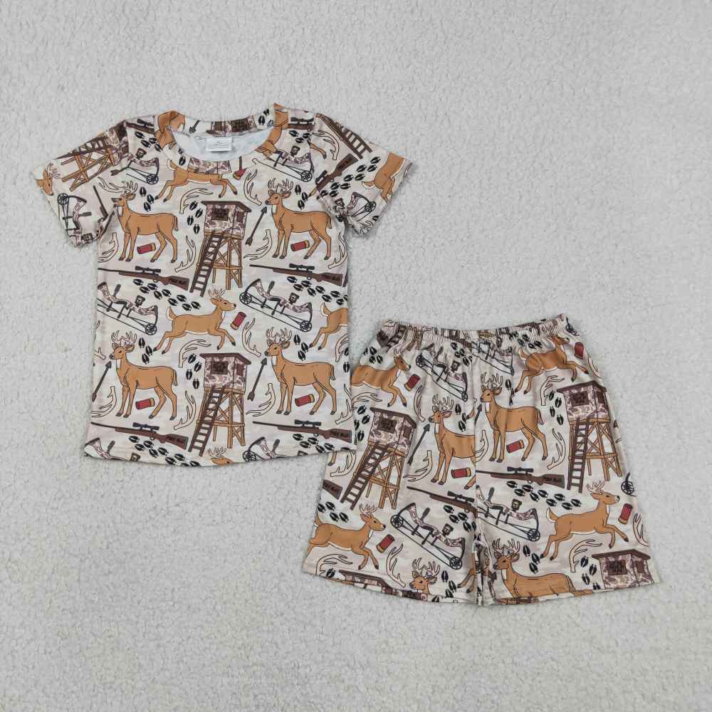 BSSO1838 RTS Grey camo daddy's buddy embroidery  short sleeve boy outfits