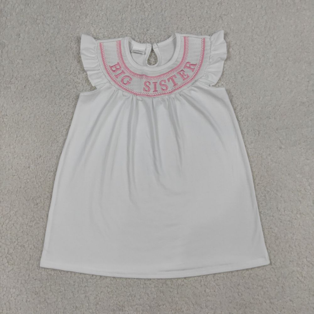 GSD3153 RTS Pink stripe big sister smock girl shorts dress