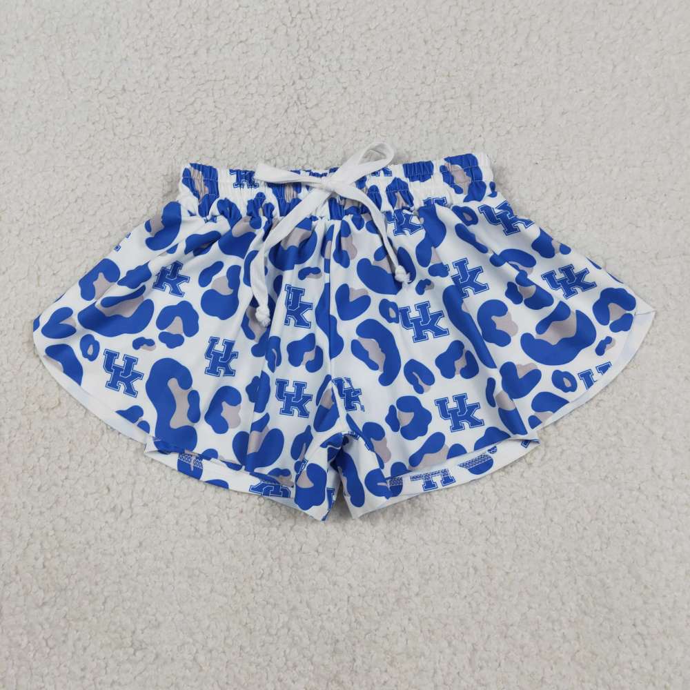 SS0812 Blue leopard UK team prints girl yoga shorts