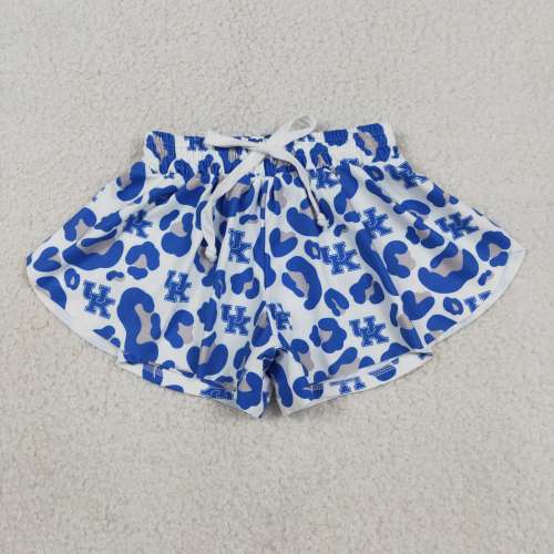 SS0812 Blue leopard UK team prints girl yoga shorts