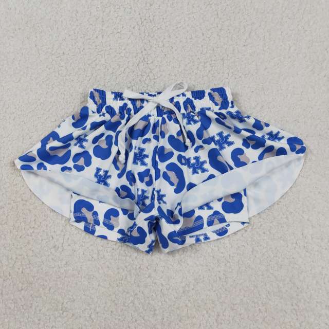 SS0812 Blue leopard UK team prints girl yoga shorts