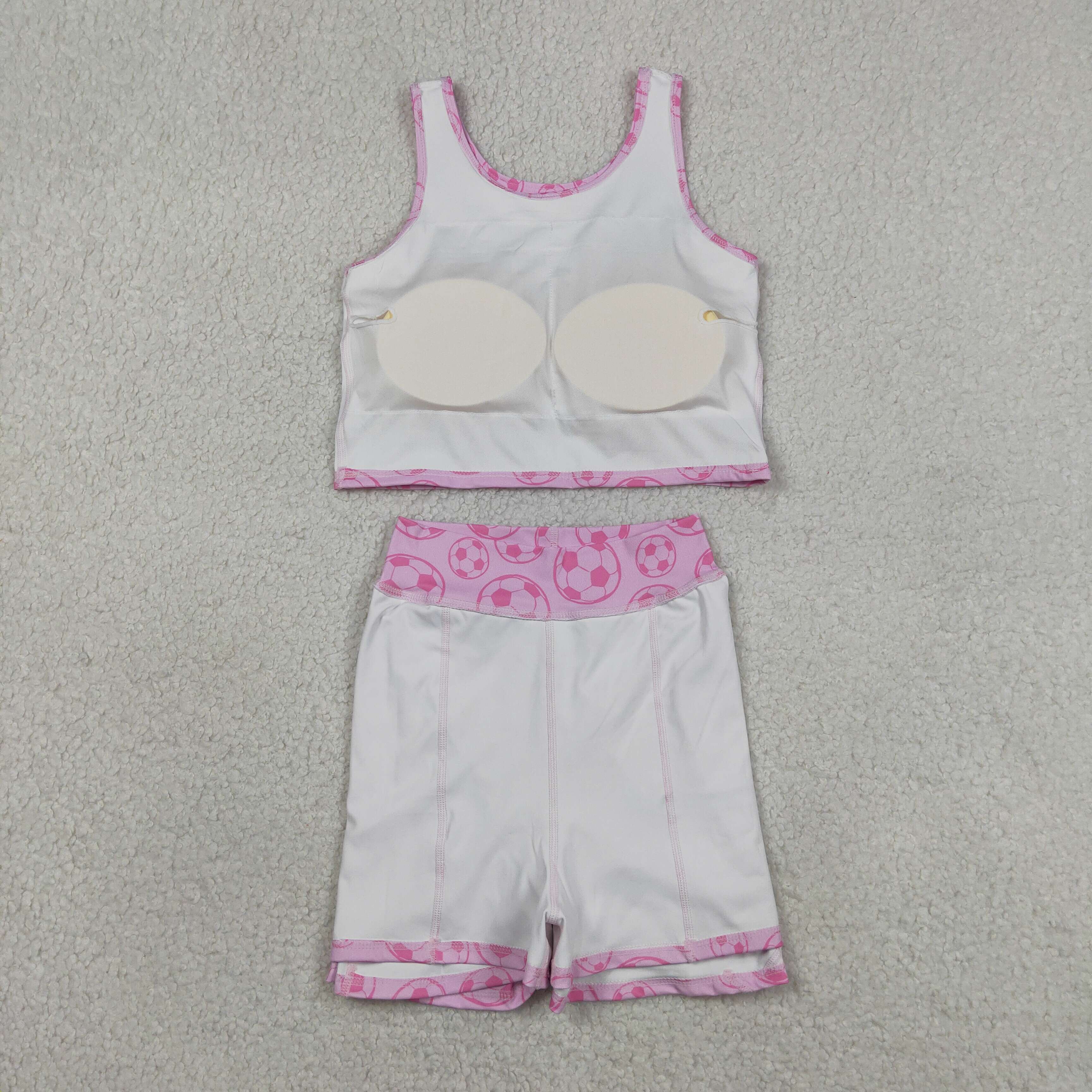 GSD1468 RTS Pink purple football print girl yoga sleeveless skirt set