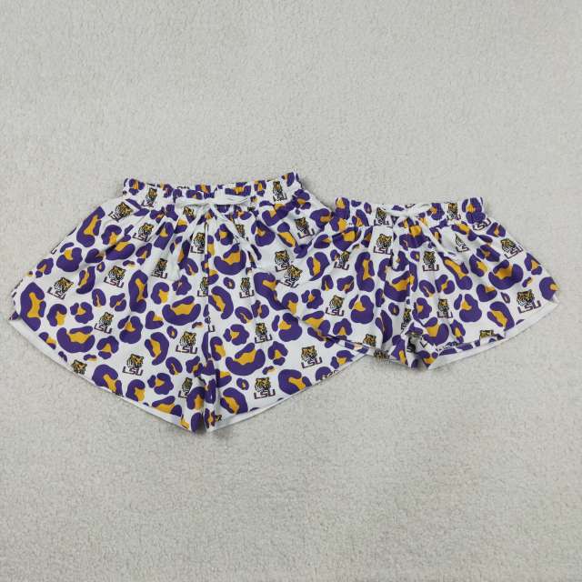 SS0811 Adult women Purple  leopard  LSU yoga shorts