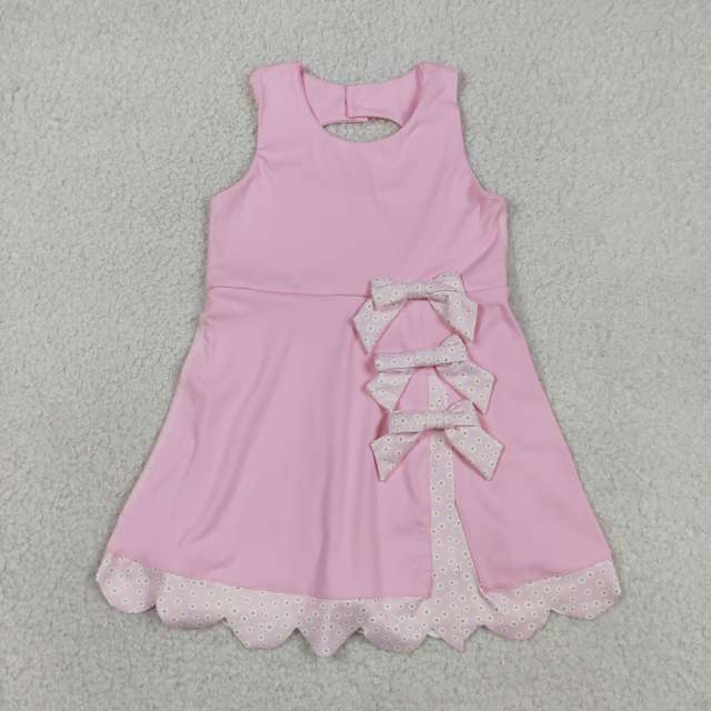 GSD3315 RTS Pink flowers yoga  sleeveless scallop dress