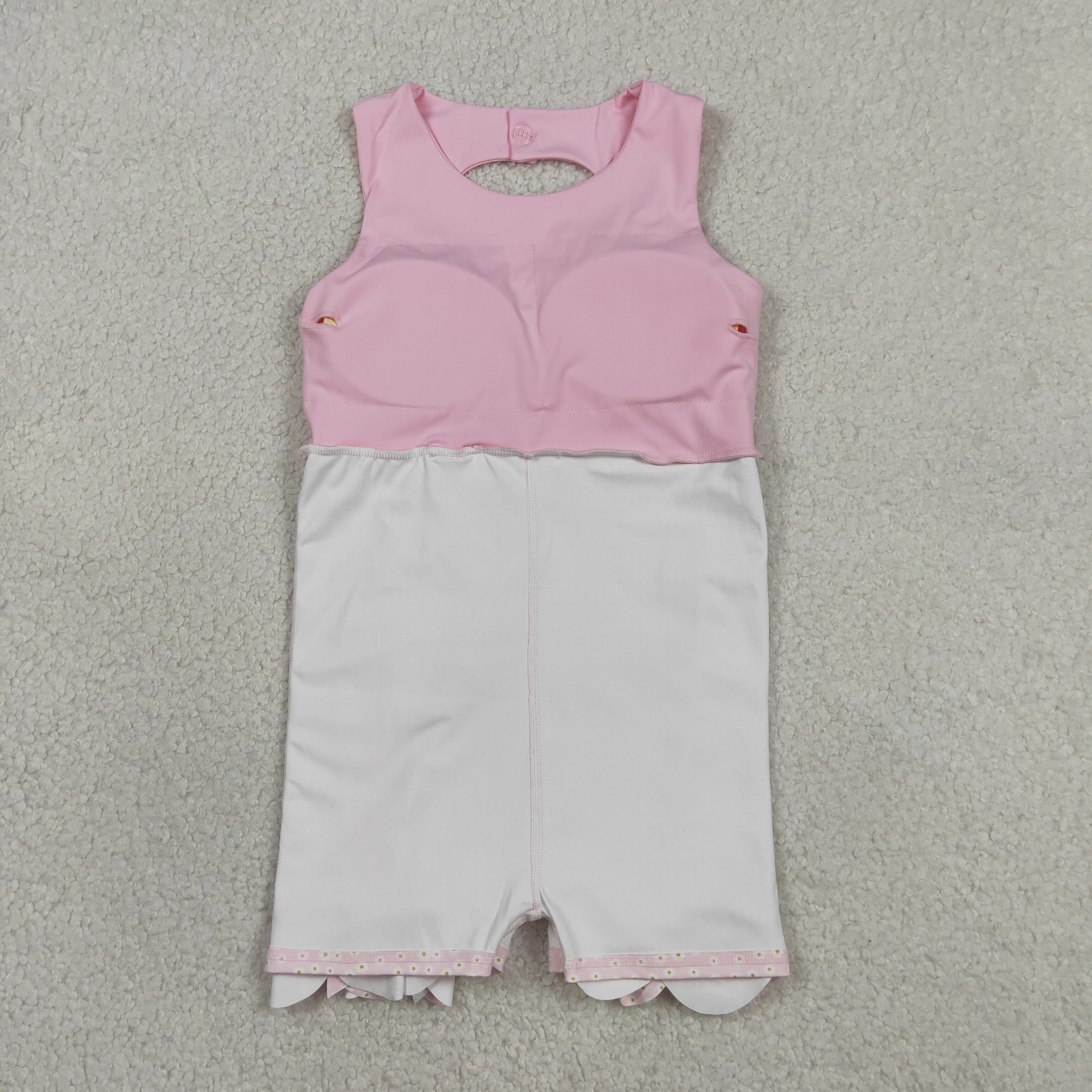 GSD3315 RTS Pink flowers yoga  sleeveless scallop dress