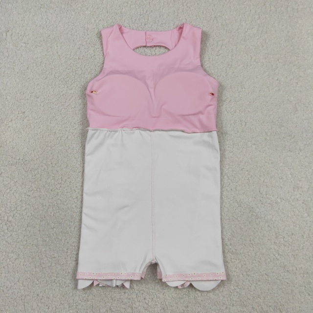 GSD3315 RTS Pink flowers yoga  sleeveless scallop dress