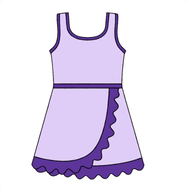 Baby Girls Sleeveless Pink Purple Yoga Active Short Scallop Knee Length Dress Preorder