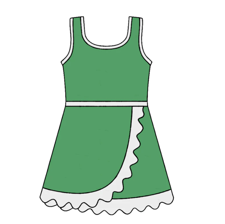 Baby Girls Sleeveless Blue Pink Yoga Active Short Scallop Knee Length Dress Preorder