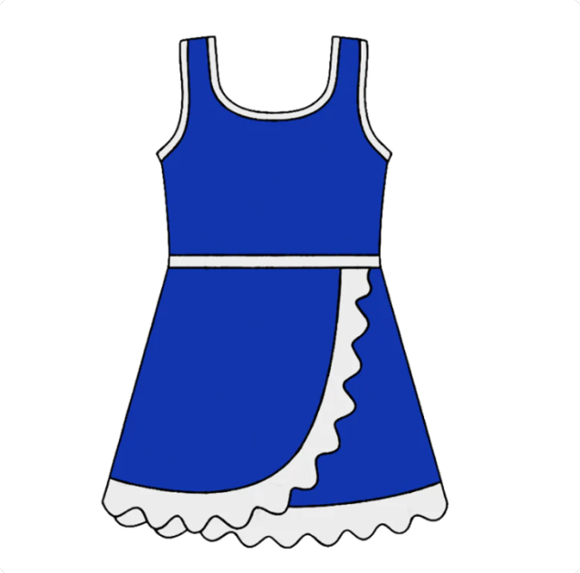 Baby Girls Sleeveless Hot Blue Yoga Active Short Scallop Knee Length Dress Preorder