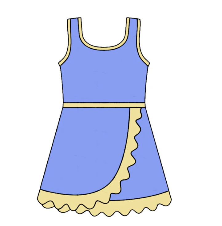 Baby Girls Sleeveless Light Purple Yoga Active Short Scallop Knee Length Dress Preorder