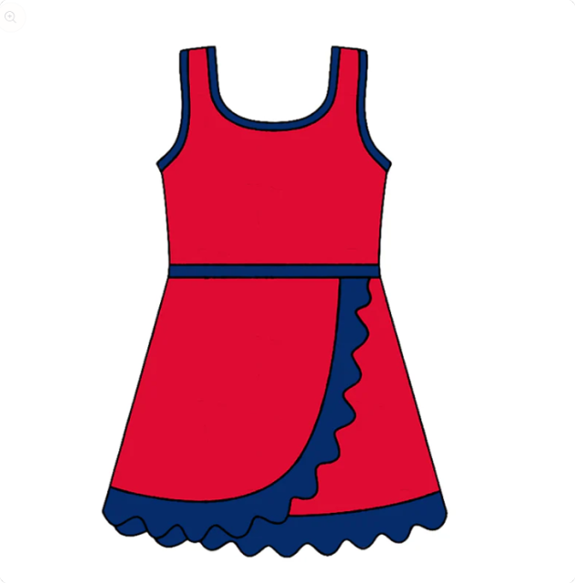 Baby Girls Sleeveless Red Yoga Active Short Scallop Knee Length Dress Preorder