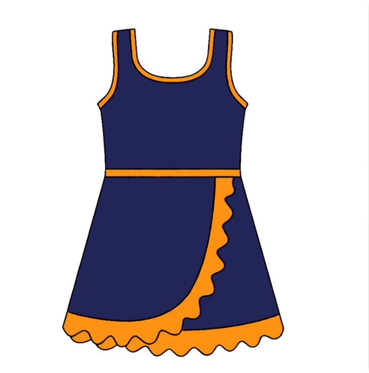 Baby Girls Sleeveless Purple Orange Yoga Active Short Scallop Knee Length Dress Preorder