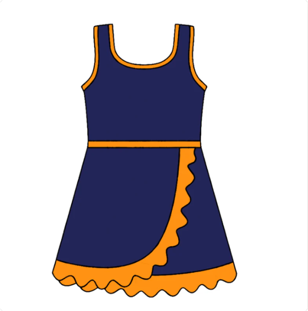 Baby Girls Sleeveless Purple Orange Yoga Active Short Scallop Knee Length Dress Preorder