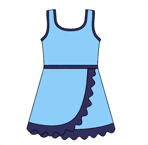 Baby Girls Sleeveless Blue Yoga Active Short Scallop Knee Length Dress Preorder