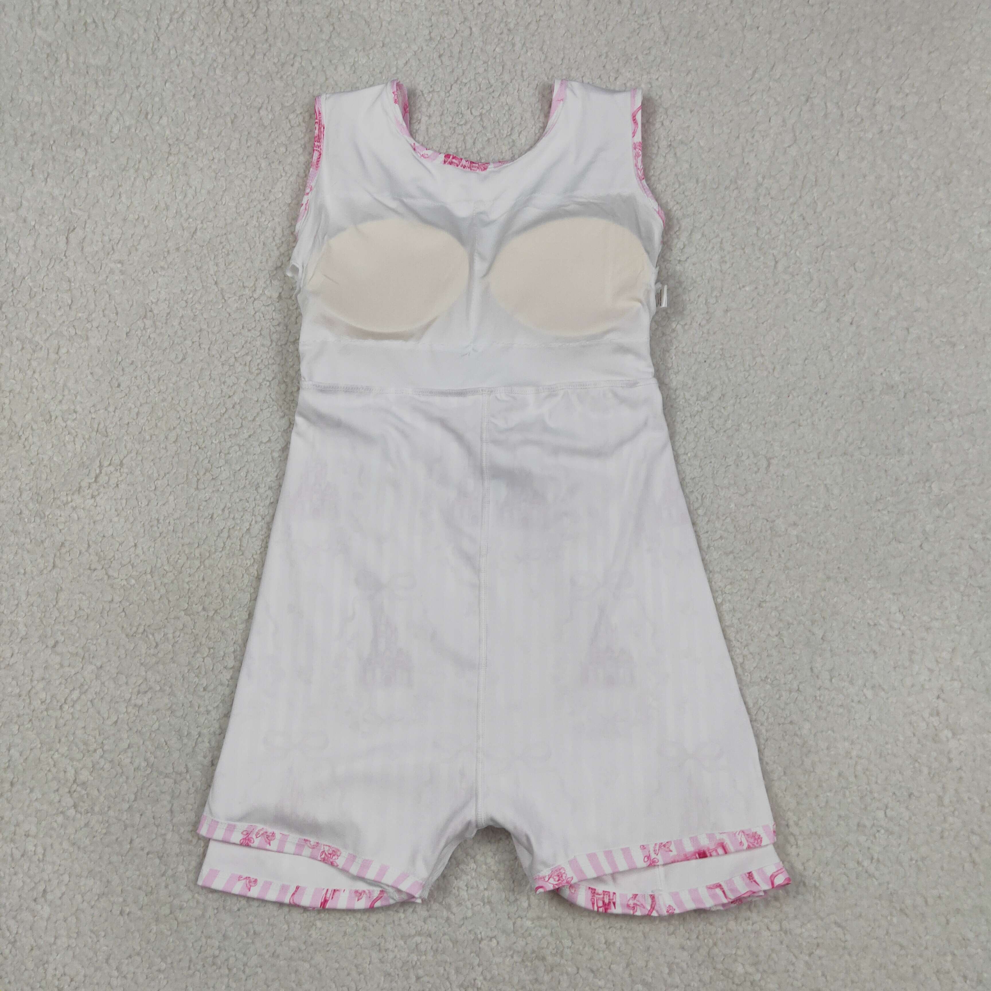 GSD3815 RTS Pink stripe castle bows sleeveless athletic dress