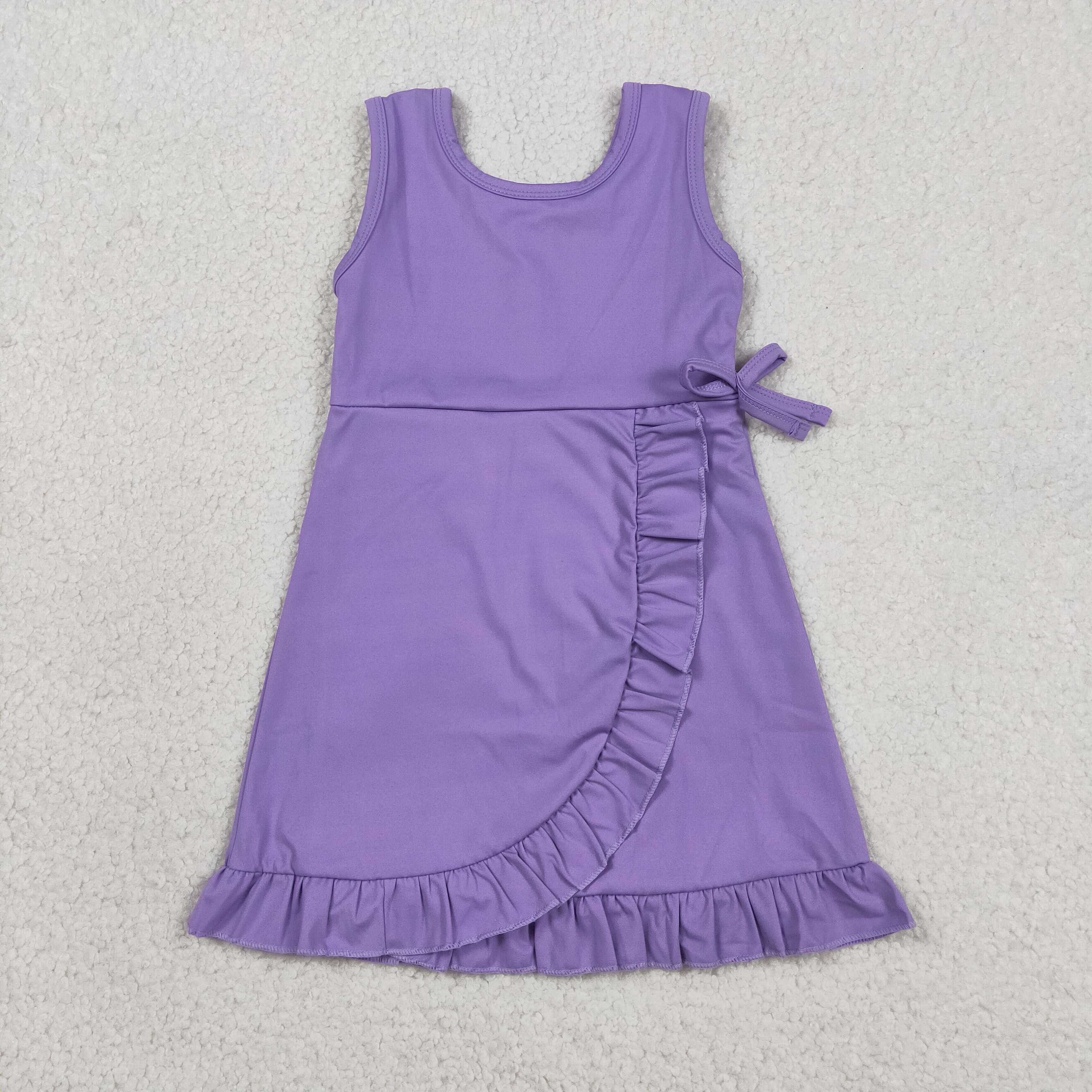 GSD3036 RTS Purple solid yoga sleeveless dress