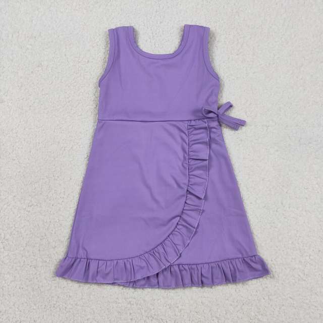 GSD3036 RTS Purple solid yoga sleeveless dress